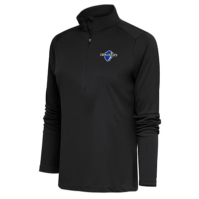 Women's Antigua Black Franklin & Marshall Diplomats Tribute Digital Thermal Half-Zip Pullover Top