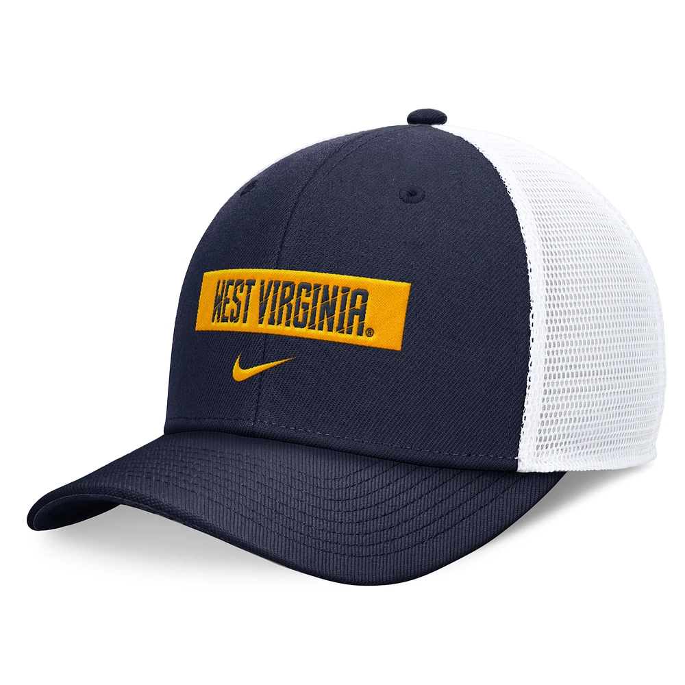 Men's Nike Navy/White West Virginia Mountaineers 2024 Sideline Trucker Adjustable Hat