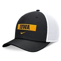 Men's Nike Black/White Iowa Hawkeyes 2024 Sideline Trucker Adjustable Hat