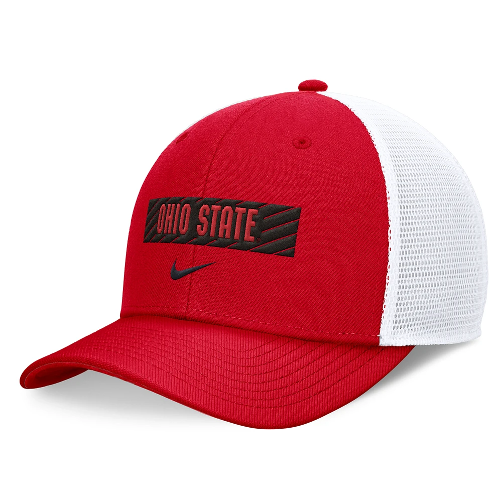 Men's Nike Scarlet/White Ohio State Buckeyes 2024 Sideline Trucker Adjustable Hat