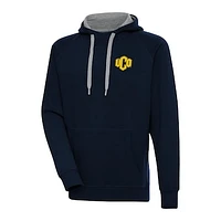 Men's Antigua Navy Central Oklahoma Bronchos Victory Digital Thermal Raglan Pullover Hoodie