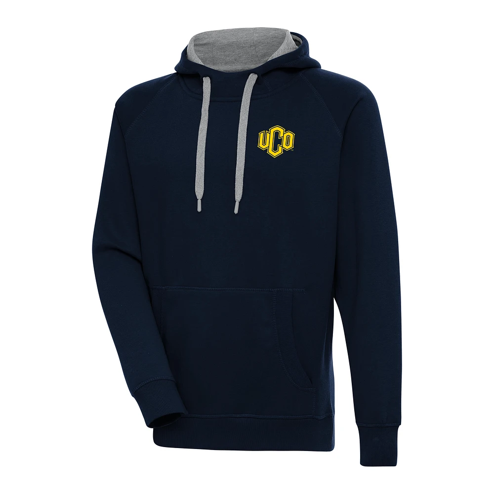 Men's Antigua Navy Central Oklahoma Bronchos Victory Digital Thermal Raglan Pullover Hoodie