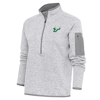 Women's Antigua  Heather Gray South Florida Bulls Fortune Half-Zip Jacket