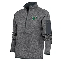 Women's Antigua  Heather Charcoal South Florida Bulls Fortune Half-Zip Jacket