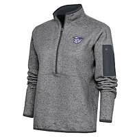 Women's Antigua  Heather Charcoal Lubbock Christian Chaparral Fortune Half-Zip Jacket