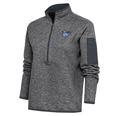 Women's Antigua  Heather Charcoal Lubbock Christian Chaparral Fortune Half-Zip Jacket