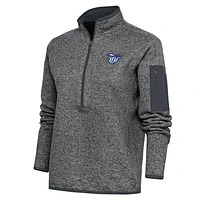 Women's Antigua  Heather Charcoal Lubbock Christian Chaparral Fortune Half-Zip Jacket