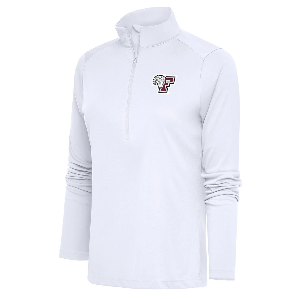 Women's Antigua White Fordham Rams Tribute Half-Zip Top