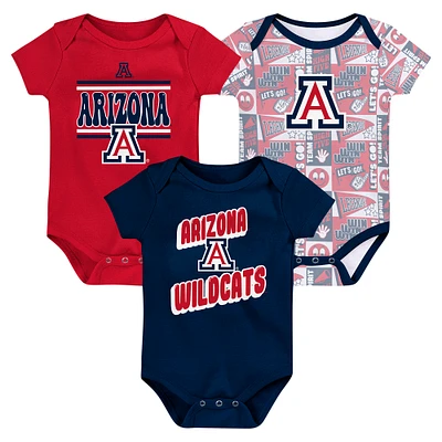 Newborn Navy Arizona Wildcats Sunday Comics 3-Pack Bodysuit Set