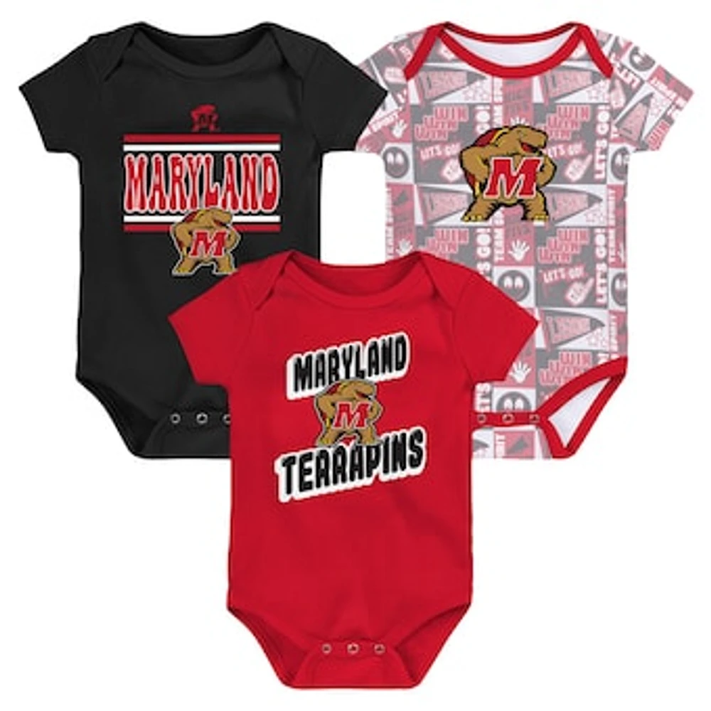 Newborn Red Maryland Terrapins Sunday Comics 3-Pack Bodysuit Set