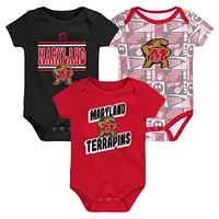 Newborn Red Maryland Terrapins Sunday Comics 3-Pack Bodysuit Set