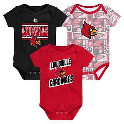 Newborn Red Louisville Cardinals Sunday Comics 3-Pack Bodysuit Set