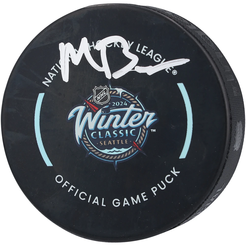 Matty Beniers Seattle Kraken Autographed 2024 Winter Classic Hockey Puck
