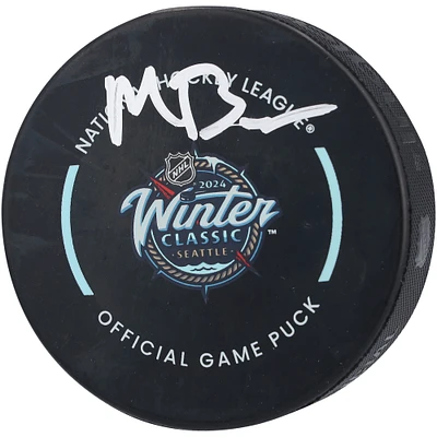 Matty Beniers Seattle Kraken Autographed 2024 Winter Classic Hockey Puck