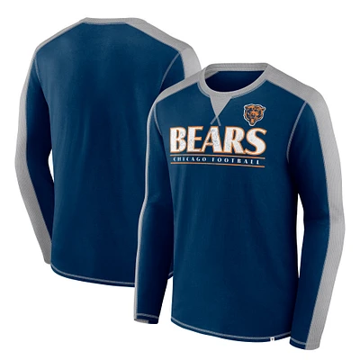 Men's Fanatics Navy Chicago Bears Behind the Line Long Sleeve T-Shirt