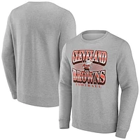 Men's Fanatics Heather Gray Cleveland Browns Chance Throwback Fleece Pullover Sweatshirt