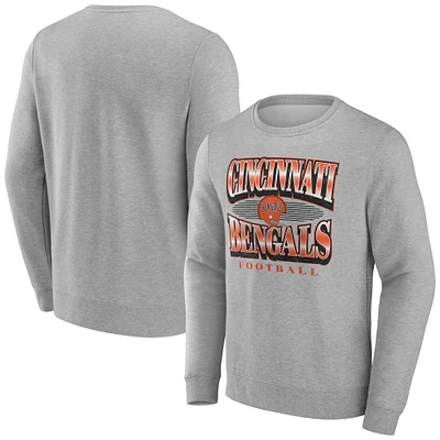 Men's Fanatics Heather Gray Cincinnati Bengals Chance Throwback Fleece Pullover Sweatshirt