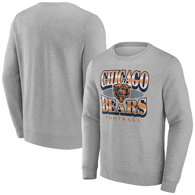 Men's Fanatics Heather Gray Chicago Bears Chance Throwback Fleece Pullover Sweatshirt