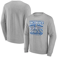 Men's Fanatics Heather Gray Detroit Lions Chance Throwback Fleece Pullover Sweatshirt