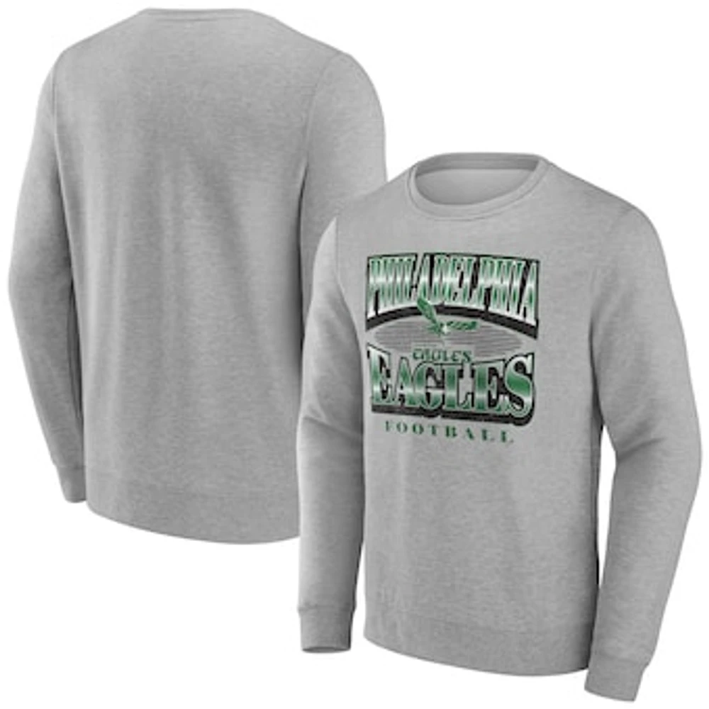 Men's Fanatics Heather Gray Philadelphia Eagles Chance Throwback Fleece Pullover Sweatshirt