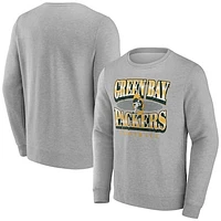 Men's Fanatics Heather Gray Green Bay Packers Chance Throwback Fleece Pullover Sweatshirt