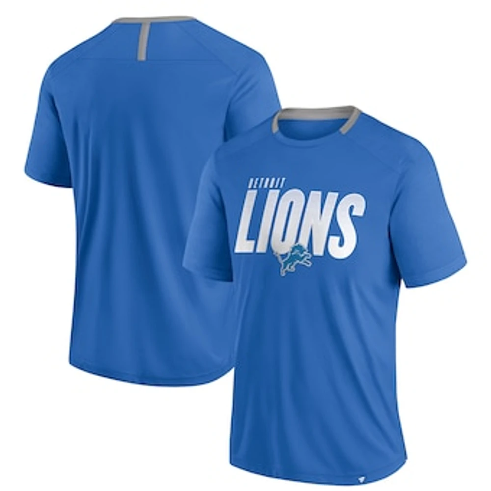 Men's Fanatics Blue Detroit Lions Defender Fade Slant T-Shirt