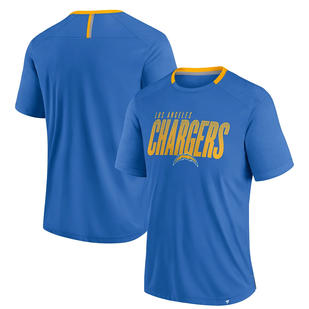 Men's Fanatics Powder Blue Los Angeles Chargers Defender Fade Slant T-Shirt