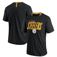 Men's Fanatics Black Pittsburgh Steelers Defender Fade Slant T-Shirt