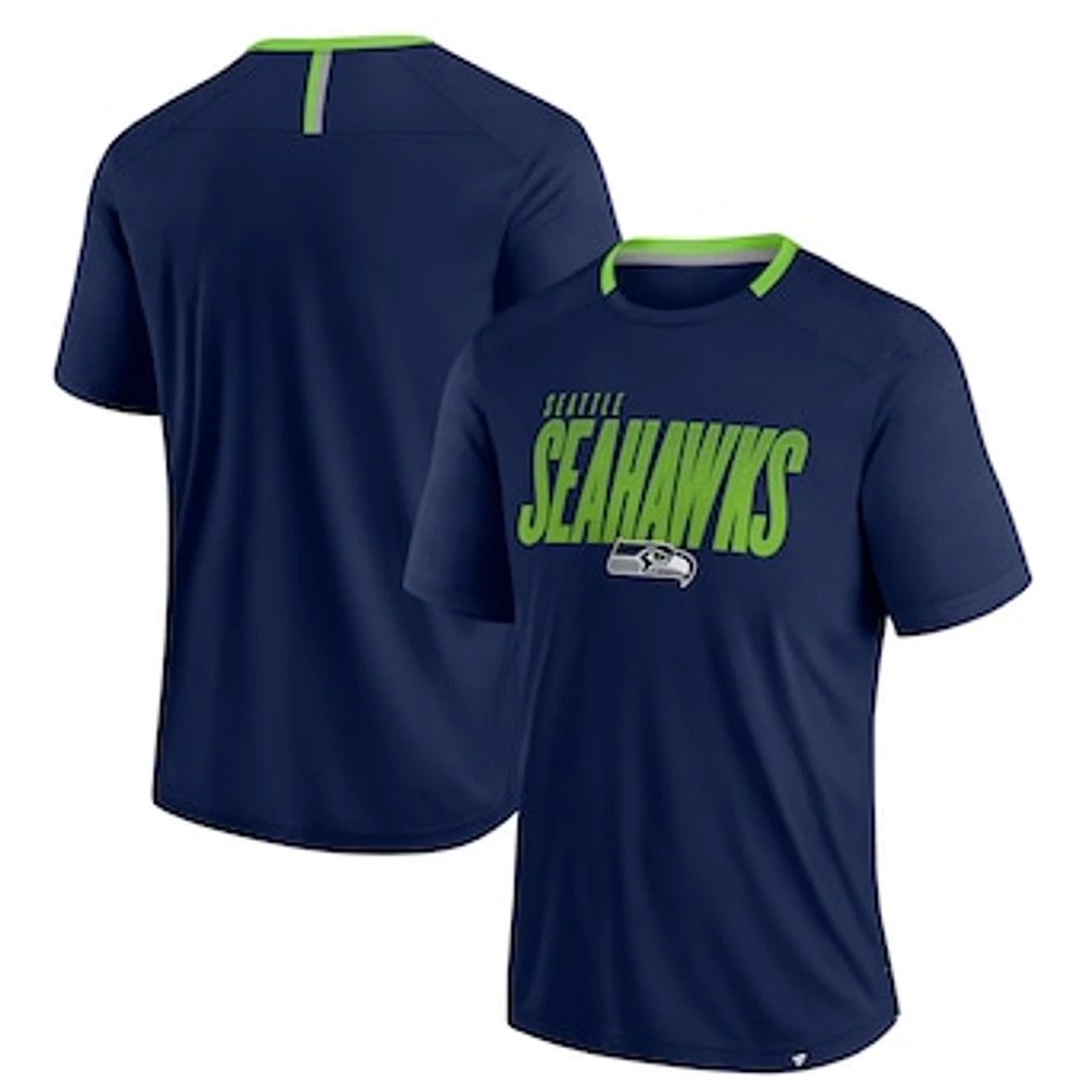 Men's Fanatics College Navy Seattle Seahawks Defender Fade Slant T-Shirt