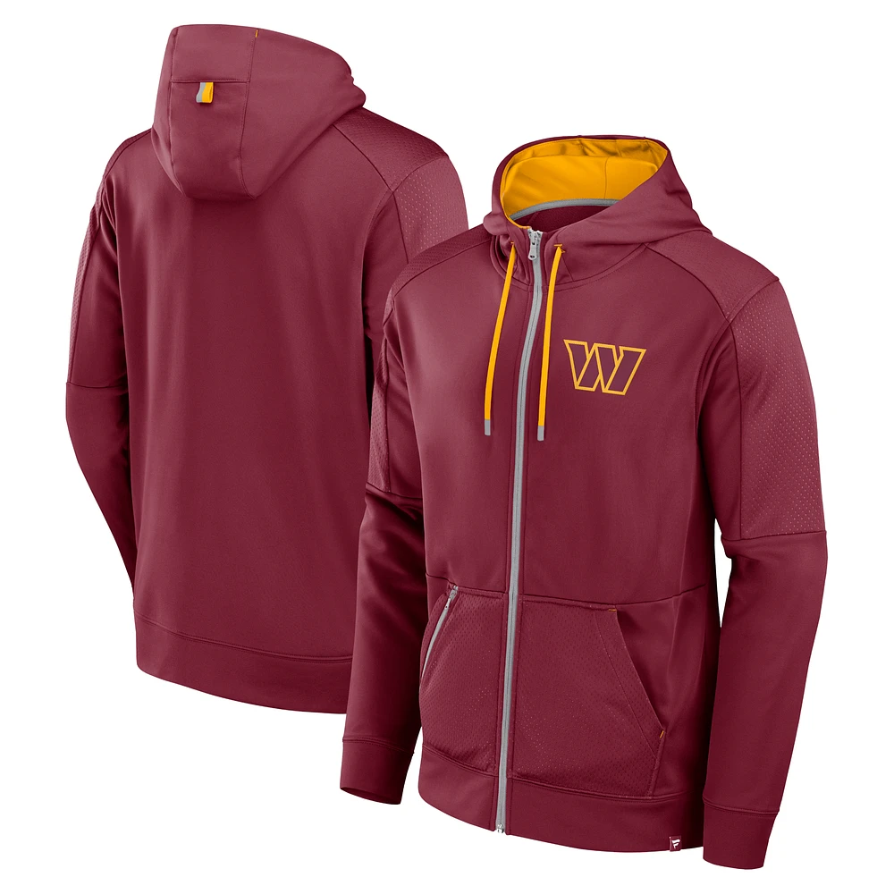 Men's Fanatics Burgundy Washington Commanders Defender Full-Zip Hoodie