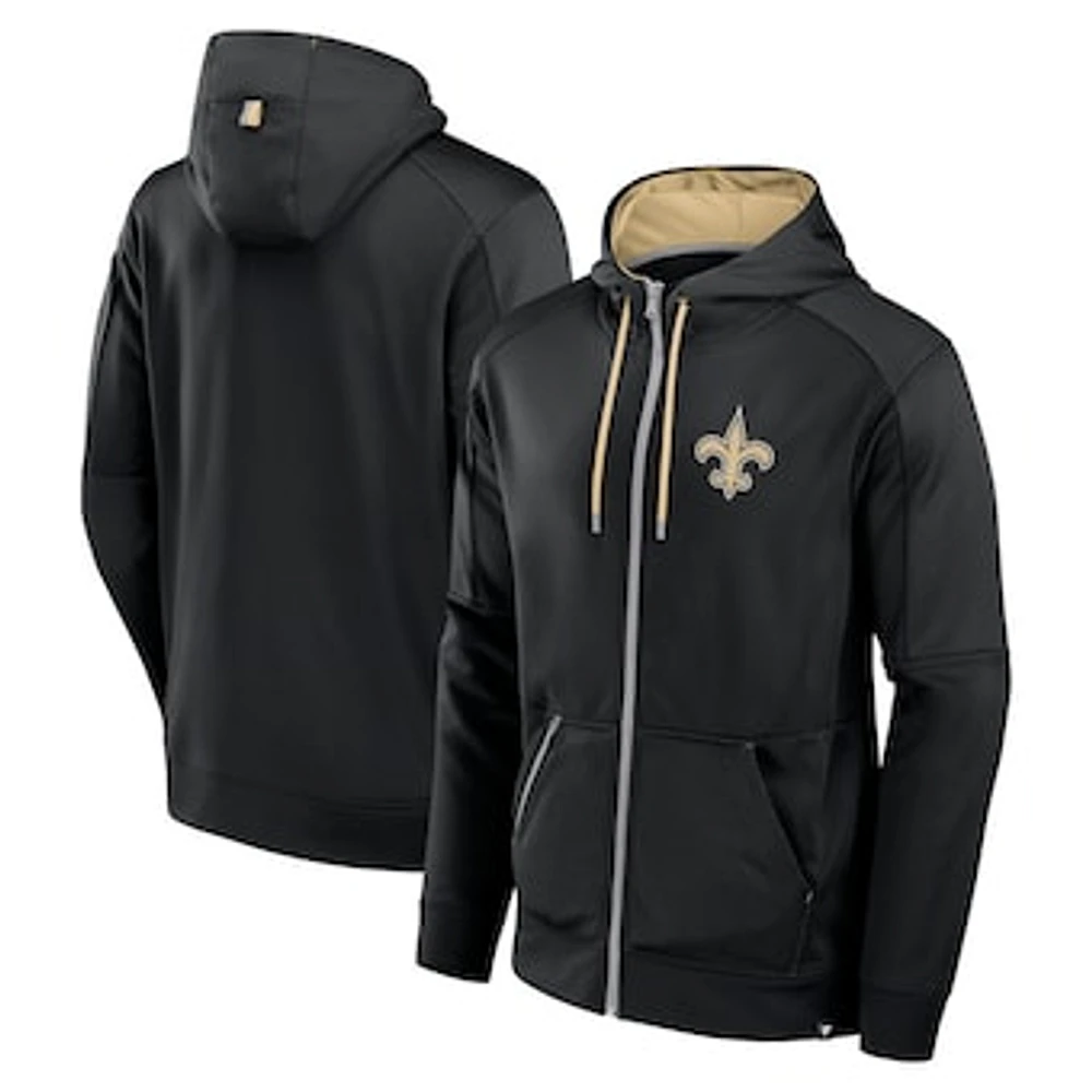 Men's Fanatics Black New Orleans Saints Defender Full-Zip Hoodie