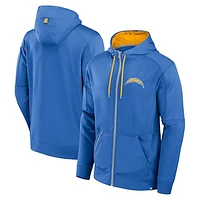 Men's Fanatics Powder Blue Los Angeles Chargers Defender Full-Zip Hoodie