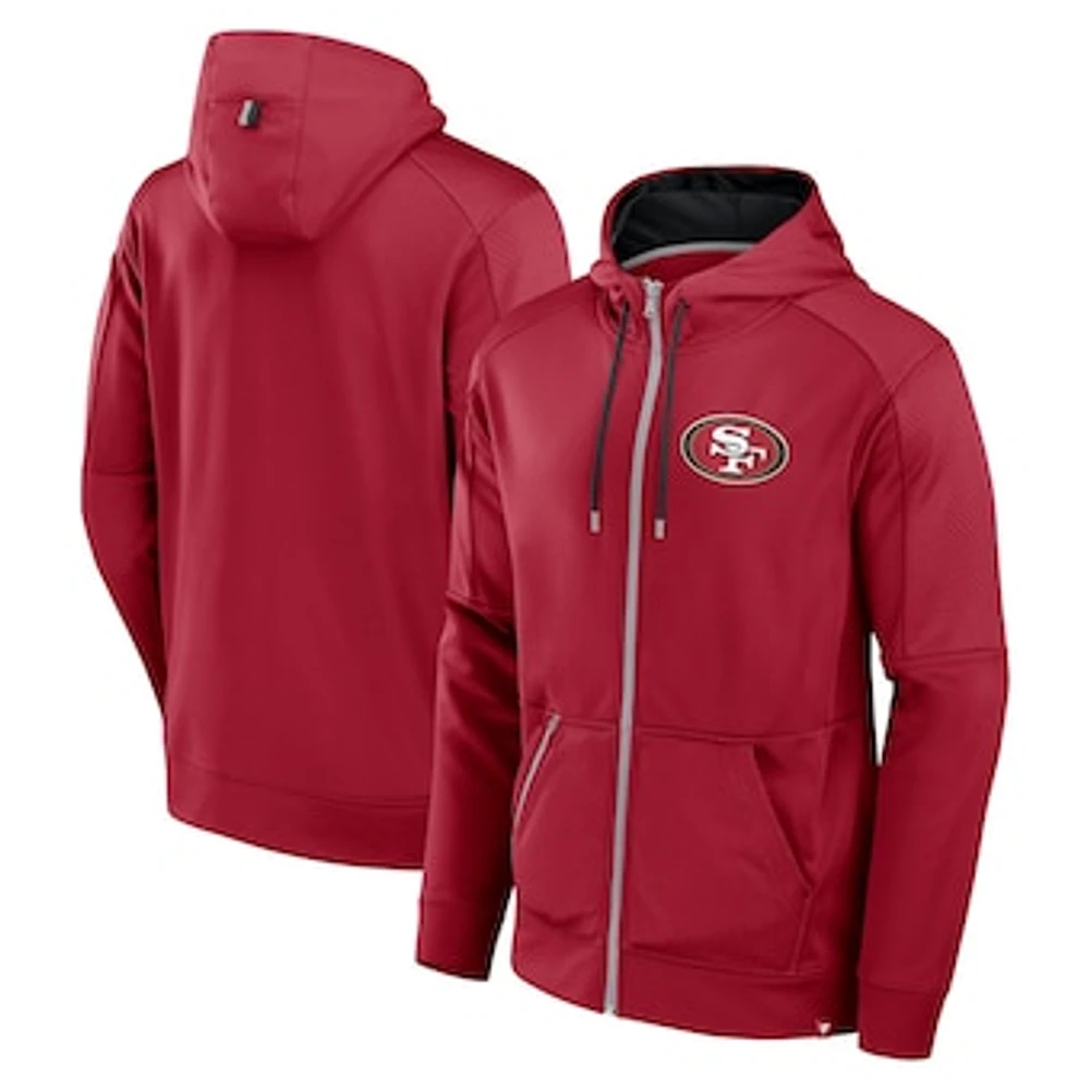 Men's Fanatics Scarlet San Francisco 49ers Defender Full-Zip Hoodie