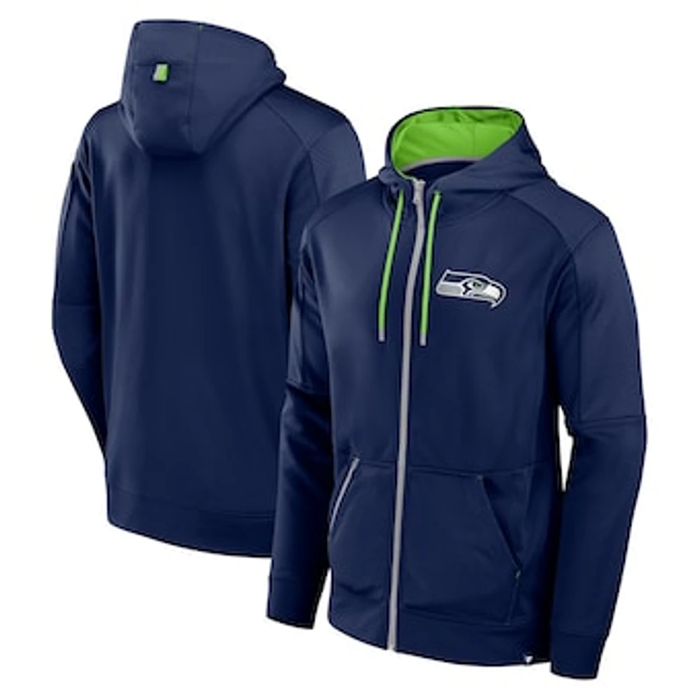 Men's Fanatics College Navy Seattle Seahawks Defender Full-Zip Hoodie