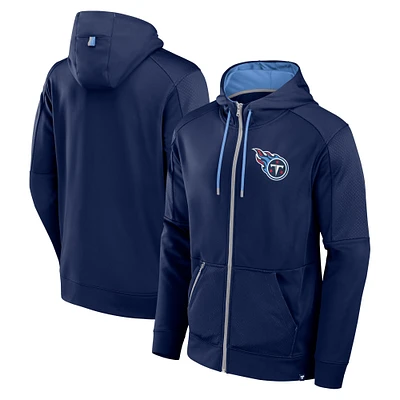 Men's Fanatics Navy Tennessee Titans Defender Full-Zip Hoodie