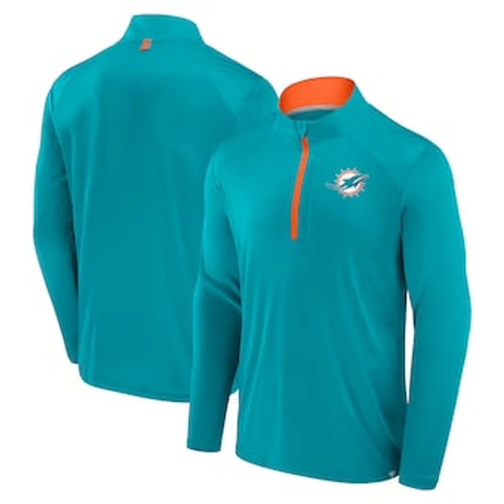 Men's Fanatics Aqua Miami Dolphins Defender Long Sleeve Quarter-Zip Jacket