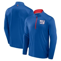 Men's Fanatics Royal New York Giants Defender Long Sleeve Quarter-Zip Jacket