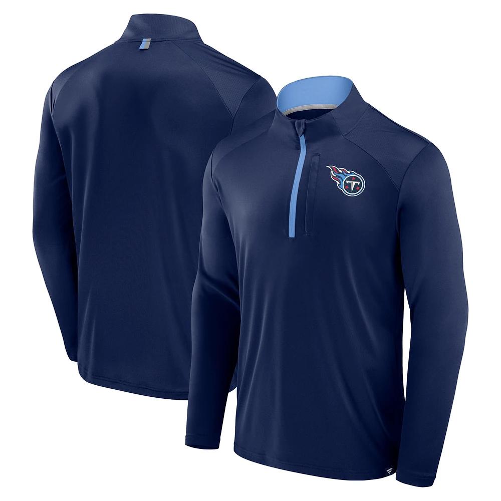 Men's Fanatics Navy Tennessee Titans Defender Long Sleeve Quarter-Zip Jacket