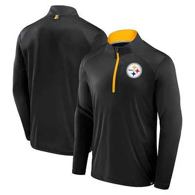 Men's Fanatics Black Pittsburgh Steelers Defender Long Sleeve Quarter-Zip Jacket