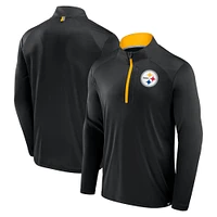 Men's Fanatics Black Pittsburgh Steelers Defender Long Sleeve Quarter-Zip Jacket