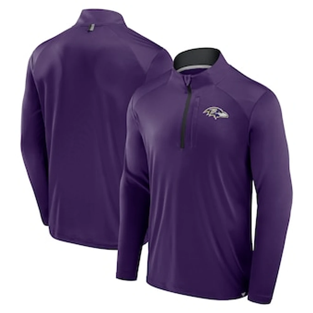 Men's Fanatics Purple Baltimore Ravens Defender Long Sleeve Quarter-Zip Jacket