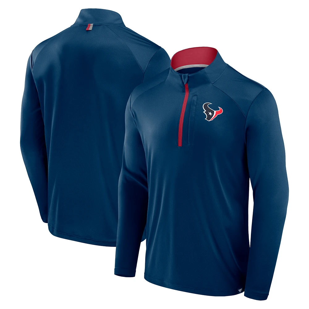 Men's Fanatics Navy Houston Texans Defender Long Sleeve Quarter-Zip Jacket