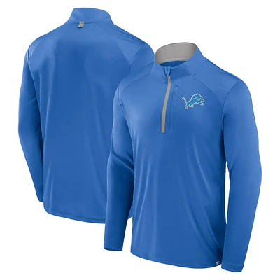 Men's Fanatics Blue Detroit Lions Defender Long Sleeve Quarter-Zip Jacket