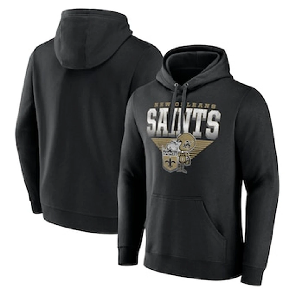 Men's Fanatics Black New Orleans Saints Geometric Chrome Pullover Hoodie