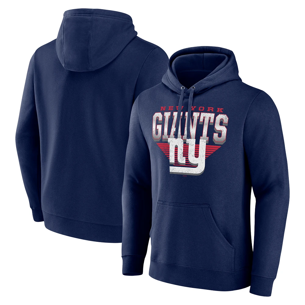 Men's Fanatics Navy New York Giants Geometric Chrome Pullover Hoodie