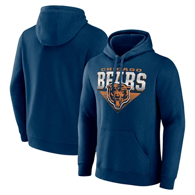 Men's Fanatics Navy Chicago Bears Geometric Chrome Pullover Hoodie