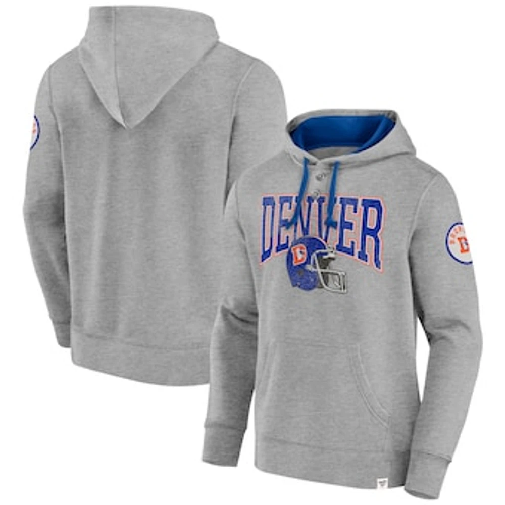 Men's Fanatics  Heather Gray Denver Broncos Label Maker Pullover Hoodie