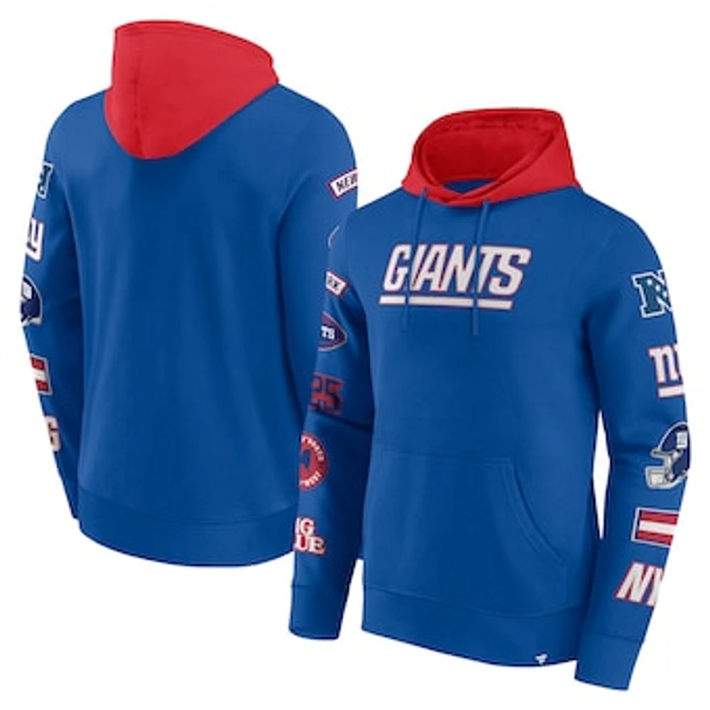 Men's Fanatics  Royal/Red New York Giants Patched Out Pullover Hoodie