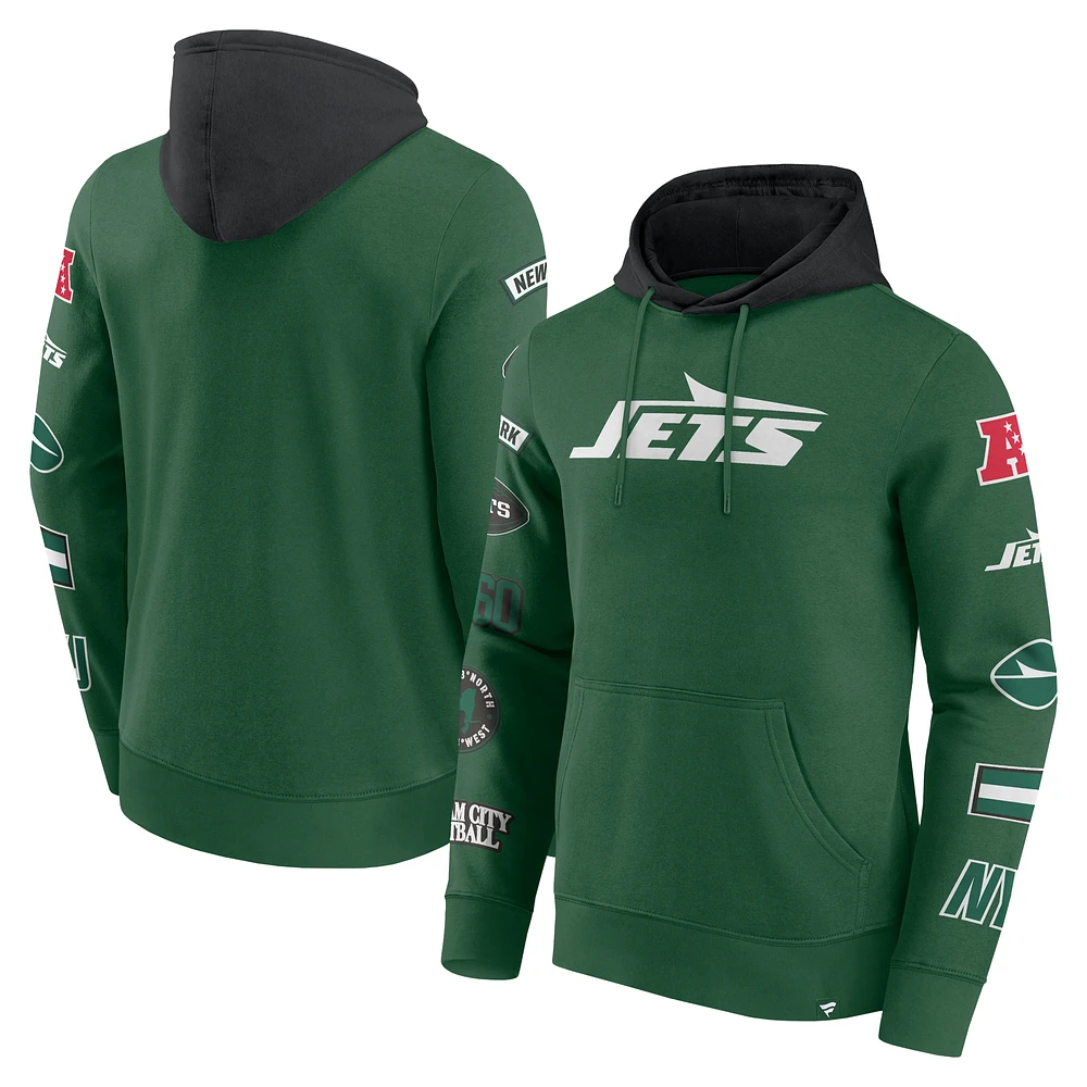 Men's Fanatics  Green/Black New York Jets Patched Out Pullover Hoodie