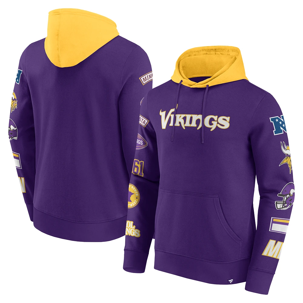 Men's Fanatics  Purple/Gold Minnesota Vikings Patched Out Pullover Hoodie